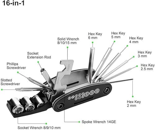 Mountain Bike Multi Tool – Hex Head, Screwdriver &amp; Wrench | Compact All-in-One Repair Kit
